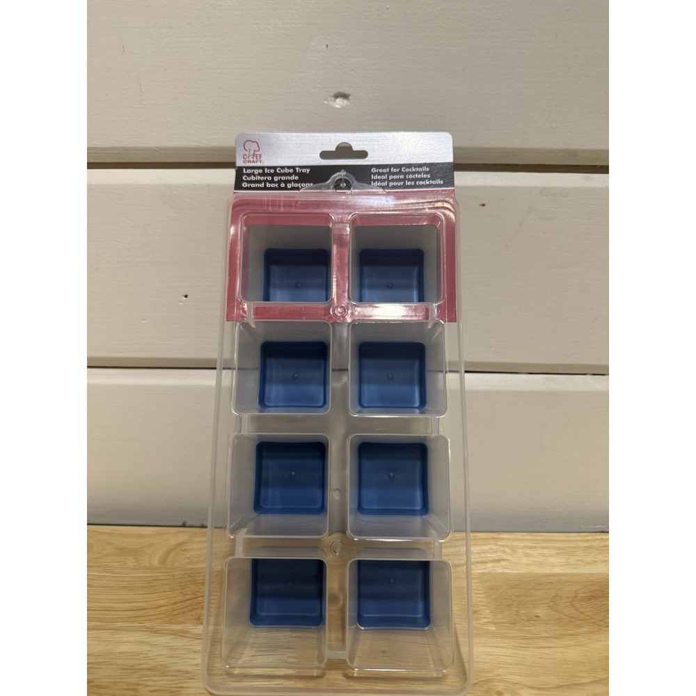 Chef Craft Large Push Out Ice Cube Tray, 8 Cube Easy Release Ice Tray for Drinks
